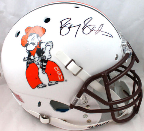Barry Sanders Signed Oklahoma State F/S White Schutt Authentic Helmet-BAW Holo