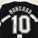 Autographed/Signed YOAN MONCADA Chicago Black Baseball Jersey Beckett BAS COA