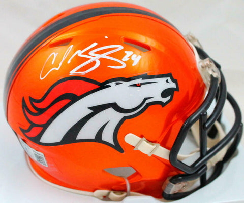 Champ Bailey Autographed Denver Broncos Flash Speed Mini Helmet-Beckett W Holo