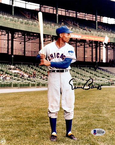 Ernie Banks Signed Chicago Cubs Batting Stance Pose 8x10 Photo - BECKETT