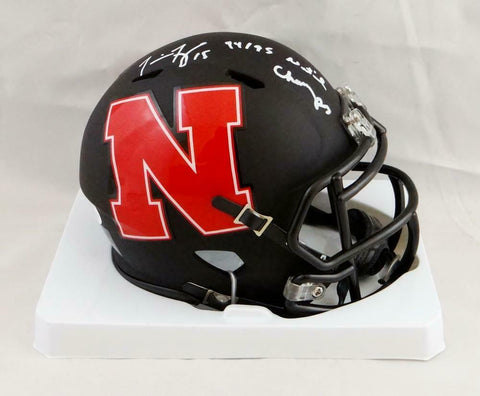 Tommie Frazier Signed Nebraska AMP Mini Helmet w/Insc - Beckett W Auth *White