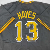 Autographed/Signed Ke'Bryan Hayes Pittsburgh Black Baseball Jersey Beckett COA