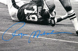 Roger Staubach Signed Cowboys 16x20 FP B&W Scrambling Photo-Beckett W Auth *Blue