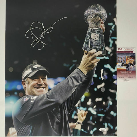 Autographed/Signed DOUG PEDERSON Eagles Super Bowl LII 52 16x20 Photo JSA COA