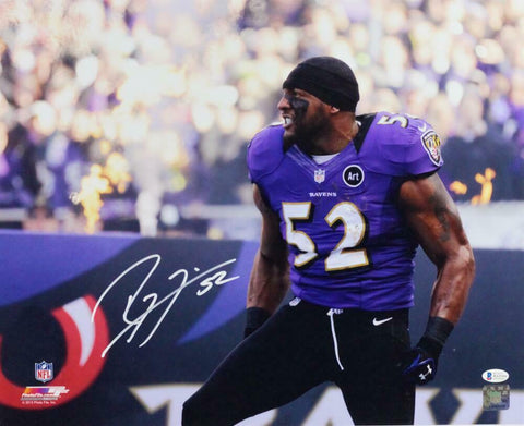 Ray Lewis Signed Baltimore Ravens 16x20 In Purple Jersey PF Photo- Beckett Auth