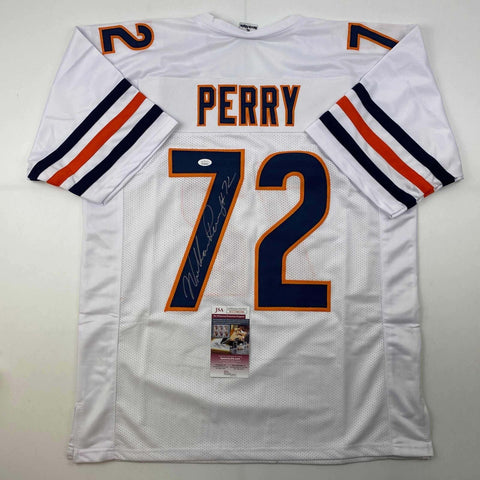 Autographed/Signed William Perry The Refrigerator Chicago White Jersey JSA COA