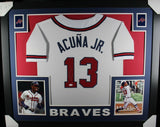RONALD ACUNA (Braves white SKYLINE) Signed Autographed Framed Jersey JSA