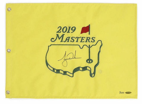 TIGER WOODS Autographed 2019 The Masters Official Pin Flag UDA LE 1000