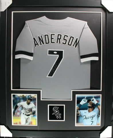 TIM ANDERSON (White Sox grey TOWER) Signed Autographed Framed Jersey JSA