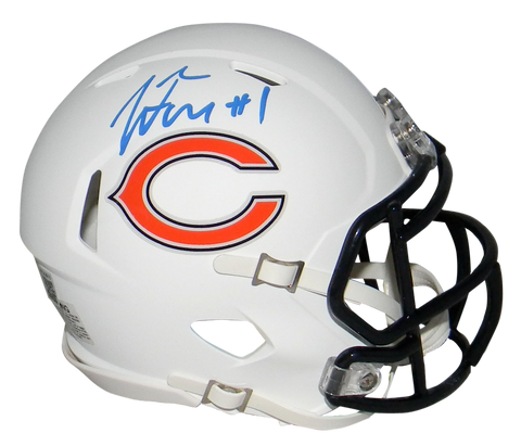 JUSTIN FIELDS AUTOGRAPHED SIGNED CHICAGO BEARS WHITE SPEED MINI HELMET BECKETT