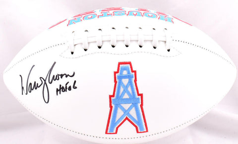 Warren Moon Autographed Houston Oilers Logo Football w/HOF - Beckett W Hologram