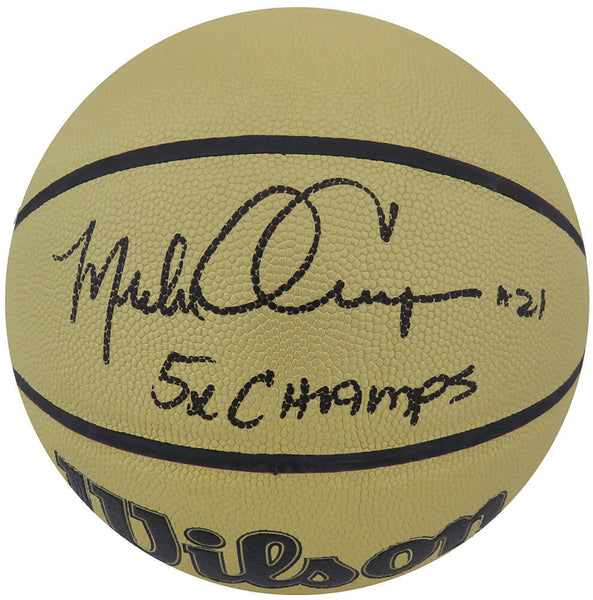 Michael Cooper Signed Wilson Gold NBA Basketball w/5x Champs - (SCHWARTZ COA)