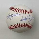 Autographed/Signed Vladimir Vlad Guerrero Jr. & Sr. Rawlings Baseball JSA COA