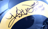 Kurt Warner Signed Rams F/S 00-16 Speed Authentic Helmet w/HOF SB MVP-Beckett W
