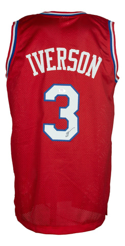 Allen Iverson Signed Custom Red Philadelphia Basketball Jersey PSA ITP