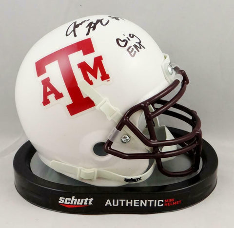 Jace Sternberger Signed Texas A&M White Schutt Mini Helmet w/ Insc- JSA W Auth
