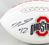 Denzel Ward Autographed Ohio State Buckeyes Logo Football- Beckett Auth *Black