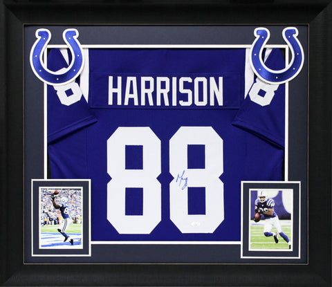 Marvin Harrison Authentic Signed Blue Pro Style Framed Jersey JSA Witness