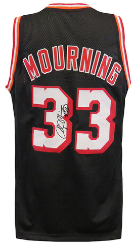 Alonzo Mourning Signed Black Throwback Custom Basketball Jersey - (SCHWARTZ COA)