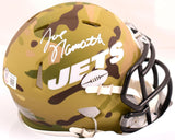 Joe Namath Signed Jets Camo Speed Mini Helmet-Beckett W Hologram *White *Stacked
