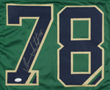 Ronnie Stanley Signed Notre Dame Fighting Irish Green Jersey (JSA COA) Ravens