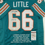 Autographed/Signed LARRY LITTLE HOF 93 Miami Teal Stat Football Jersey JSA COA