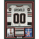 FRAMED Autographed/Signed CHEVY CHASE 33x42 Clark Griswold White Jersey BAS COA