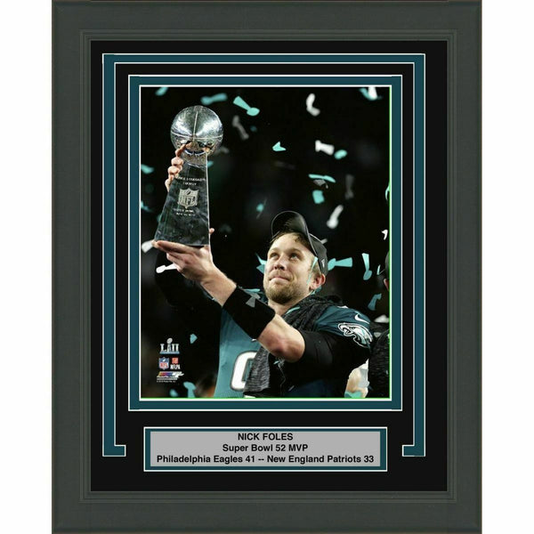 Framed NICK FOLES Eagles Super Bowl 52 MVP 8x10 Photo Professionally Matted #1
