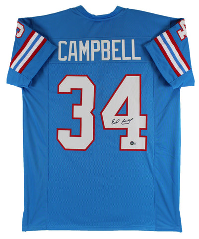 Earl Campbell Authentic Signed Light Blue Pro Style Jersey BAS Witness