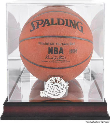 Utah Jazz Mahogany Team Logo Basketball Display Case - Fanatics