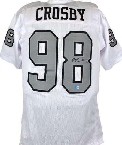 Maxx Crosby Autographed White Pro Style Jersey Grey #-Beckett W Hologram *Black