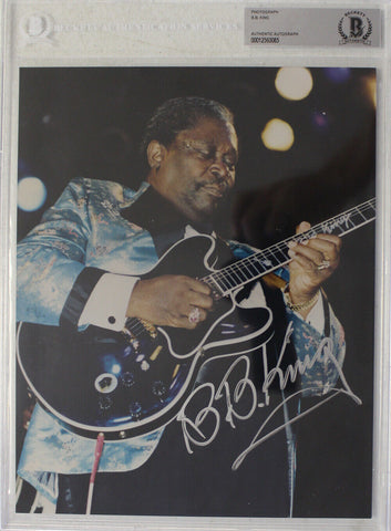 B.B. King Autographed 8x10 Photograph BB Blues Legend Beckett BAS Slab 35452