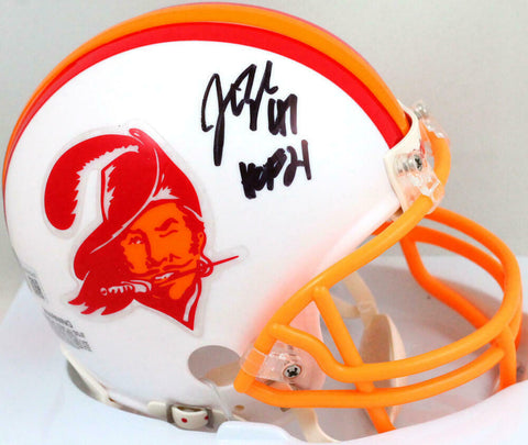 John Lynch Autographed Tampa Bucs 76-96 TB Mini Helmet w/HOF - Beckett W *Black