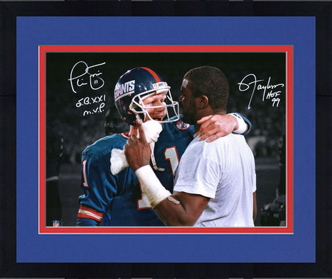 FRMD Phil Simms & Lawrence Taylor NY Giants Signd 16x20 Spotlig Photo w/Mult Ins