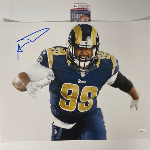Autographed/Signed Aaron Donald Los Angeles LA Rams 16x20 Photo JSA COA #6