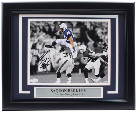 Saquon Barkley Signed Framed 8x10 Penn State Lions Color Spotlight Photo JSA
