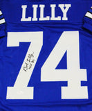Bob Lilly Autographed Blue Pro Style Jersey w/ HOF '80- JSA Witnessed Auth *7