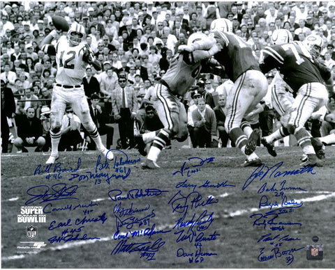 1969 New York Jets Signed 16x20 SB III Joe Namath Throw Photo w/24 Signatures