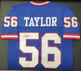 GIANTS LAWRENCE TAYLOR AUTOGRAPHED SIGNED FRAMED BLUE JERSEY BECKETT 191180
