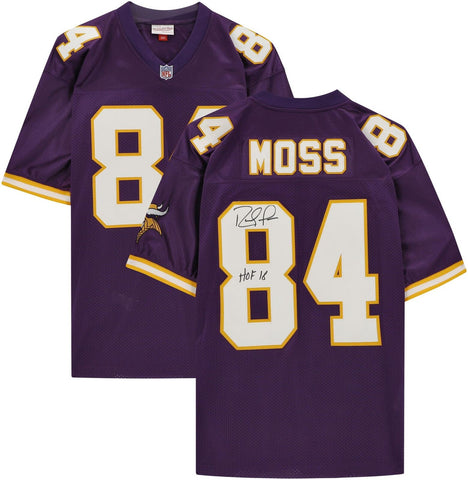 Randy Moss Vikings Signed Mitchell & Ness Purple Jersey w/"HOF 18" Insc