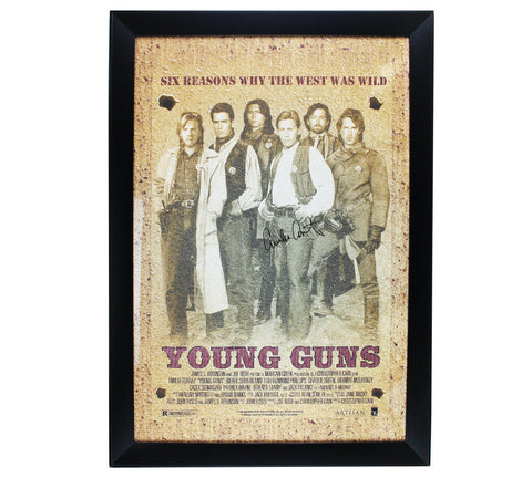 Emilio Estevez Signed Young Guns Framed 27x40 Brown Movie Poster