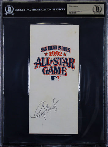 Red Sox Roger Clemens Authentic Signed 1992 All Star Game Ticket Holder BAS Slab