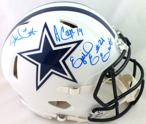 Prescott/Cooper/Elliott Signed Cowboys FS Flat White Authentic Helmet- Beckett W