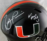 Ray Lewis Autographed Miami Black Riddell F/S Speed Helmet w/Insc - Beckett Auth