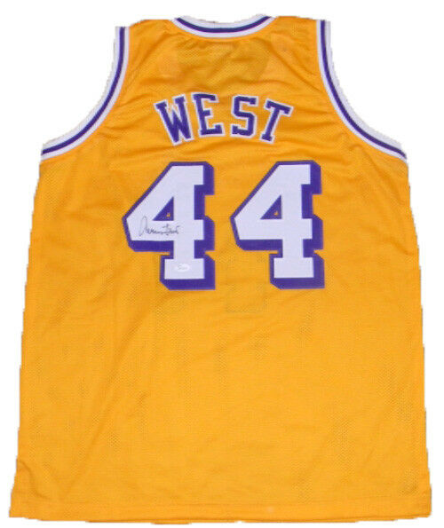 LOS ANGELES LAKERS JERRY WEST AUTOGRAPHED SIGNED #44 GOLD BASKETBALL JERSEY JSA