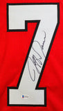 Jeff Garcia Autographed Red Calgary Pro Style Jersey- Beckett W *Black