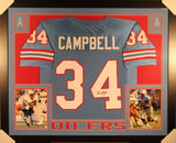 Earl Campbell Signed Oilers 35" x 43" Custom Framed Jersey (JSA COA) Univ Texas