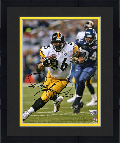 Framed Jerome Bettis Pittsburgh Steelers Signed 8" x 10" White Running Photo