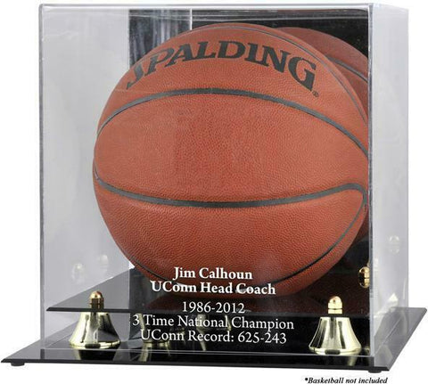 Jim Calhoun UConn Huskies Team Logo Basketball Display Case w/Mirror Back