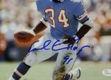 Earl Campbell Signed Oilers 8x10 Photo Running With Ball W/HOF- JSA W Auth *Blue